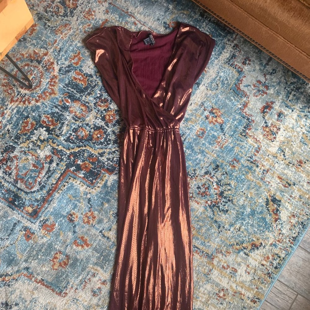Metallic Maxi Wrap Dress
